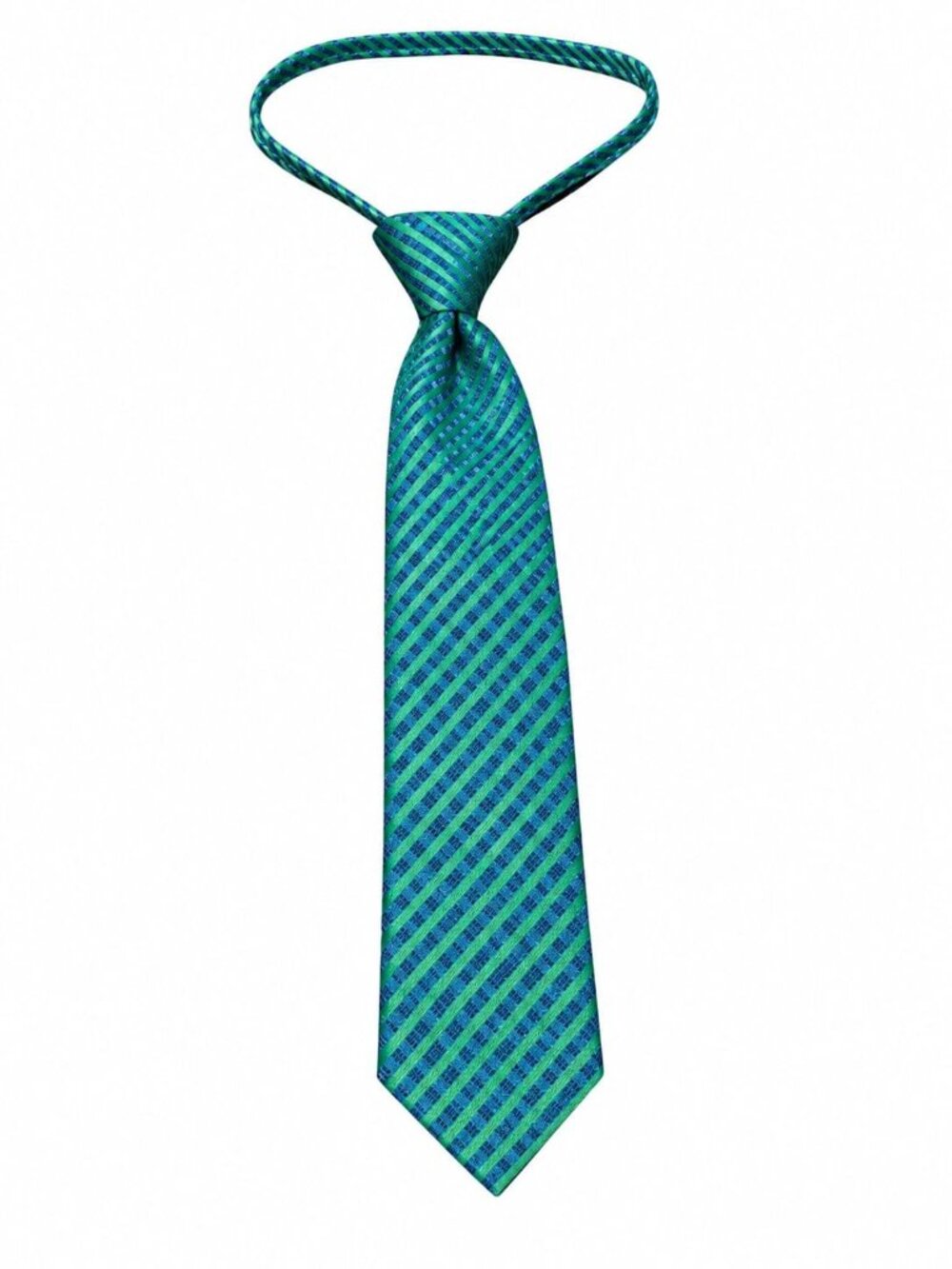 Johnson Brothers Kids Zipper Necktie Blue Green Stripe Pre Tied Adjustable